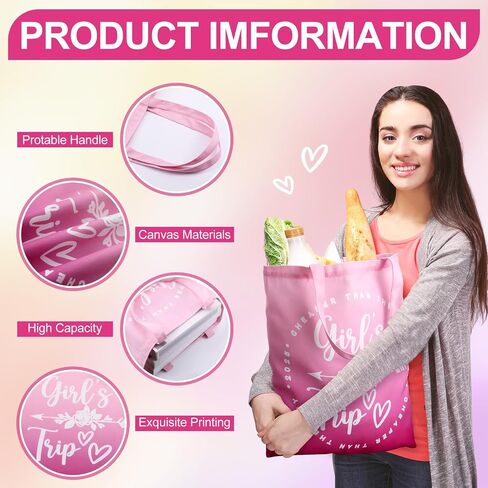 12 Pcs Girls Weekend Trip Bags Friend Trip Gifts Favors for Women 2025 Canvas Tote Girls Weekend Beach Bags Friendship Travel Favors for Bestie Female Bachelorette Galentines Day in Saudi Arabia