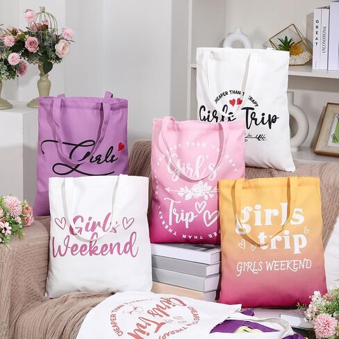 12 Pcs Girls Weekend Trip Bags Friend Trip Gifts Favors for Women 2025 Canvas Tote Girls Weekend Beach Bags Friendship Travel Favors for Bestie Female Bachelorette Galentines Day in Saudi Arabia