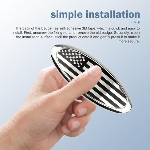 2PCS Car Front Grill Emblem, 9 Inch American Flag Grille Emblem Compatible with Ford F150 F250 F350, 11-14 Edge, 11-16 Explorer, 06-11 Ranger, 07-14 Expedition, Tailgate Stickers (Black) in Saudi Arabia