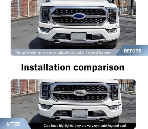 2PCS Car Front Grill Emblem, 9 Inch American Flag Grille Emblem Compatible with Ford F150 F250 F350, 11-14 Edge, 11-16 Explorer, 06-11 Ranger, 07-14 Expedition, Tailgate Stickers (Black) in Saudi Arabia
