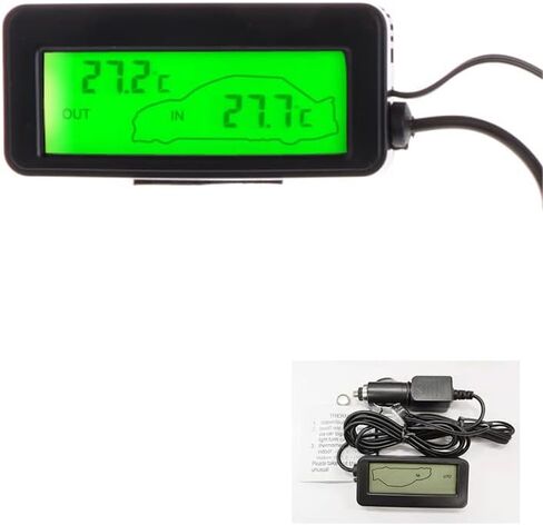 Car Indoor LCD Temperature Gauge Digital DisplayThermometer Enhances Your Automobile Car Interior Work with Cord Vehicle, Green in Saudi Arabia