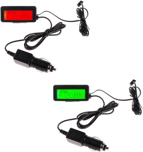 Car Indoor LCD Temperature Gauge Digital DisplayThermometer Enhances Your Automobile Car Interior Work with Cord Vehicle, Green in Saudi Arabia