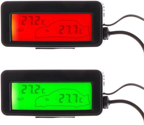 Car Indoor LCD Temperature Gauge Digital DisplayThermometer Enhances Your Automobile Car Interior Work with Cord Vehicle, Green in Saudi Arabia