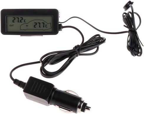 Car Indoor LCD Temperature Gauge Digital DisplayThermometer Enhances Your Automobile Car Interior Work with Cord Vehicle, Green in Saudi Arabia