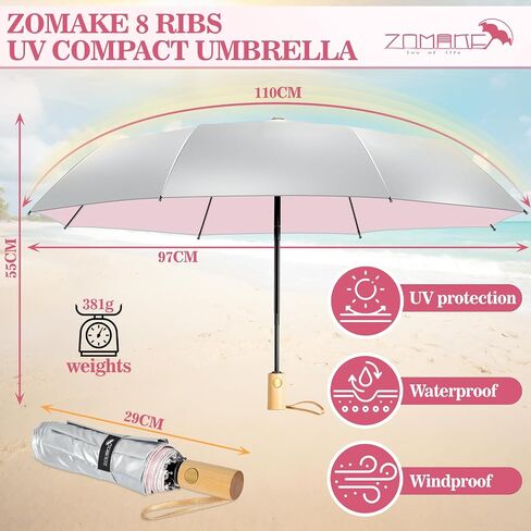 ZOMAKE UV Umbrella for Sun Protection UPF 50+,43 Inch Travel Compact Sun Umbrellas UV Blocking Small Auto Open Portable for Walking in Saudi Arabia