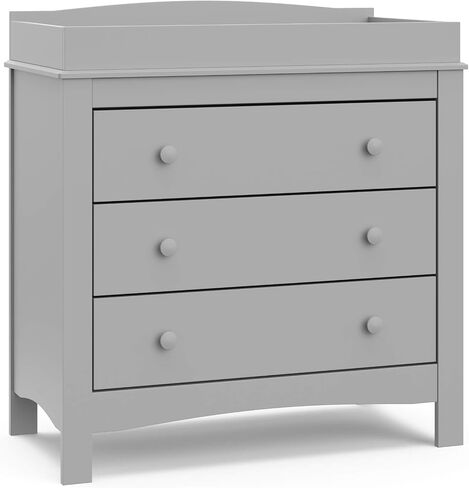 Graco Noah 3 Drawer Chest with Changing Topper (Pebble Gray) – GREENGUARD Gold Certified, Baby Dresser Table Top, for Nursery, Kids in Saudi Arabia
