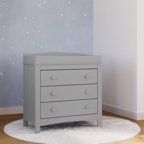 Graco Noah 3 Drawer Chest with Changing Topper (Pebble Gray) – GREENGUARD Gold Certified, Baby Dresser Table Top, for Nursery, Kids in Saudi Arabia