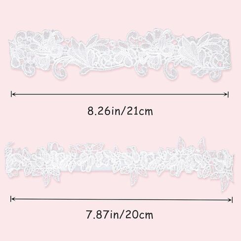 Sibba 2 Pcs Wedding Garters for Bride White Lace Floral Garter Band Ribbon Harness Belt 2 Rows Elastic Leg Ring Thigh Belt Gothic Suspender Shower Outfit Gift for Women Bridesmaid Prom Rave Party in Saudi Arabia