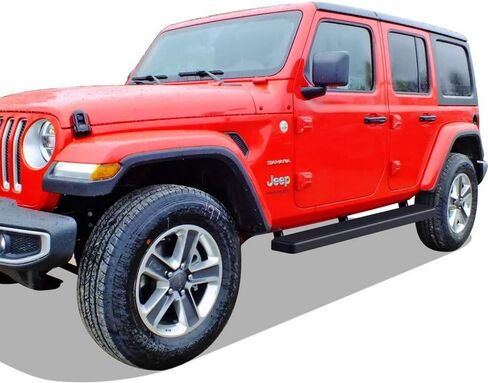 ألواح تشغيل APS 6in أسود غير لامع متوافق مع Jeep Wrangler JL 2018-2025 4 أبواب (تشمل 21-25 4xe) (يجب إزالة الجوانب الجانبية للمصنع أو القضبان الصخرية) الفولاذ المقاوم للصدأ (الخطوات الجانبية الجانبية). in Kuwait