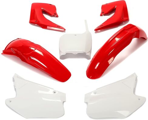 Hecasa Complete Blastic Kit Ait Absymover مع 2000-2001 Honda CR125R CR250R (Red & White) in Kuwait
