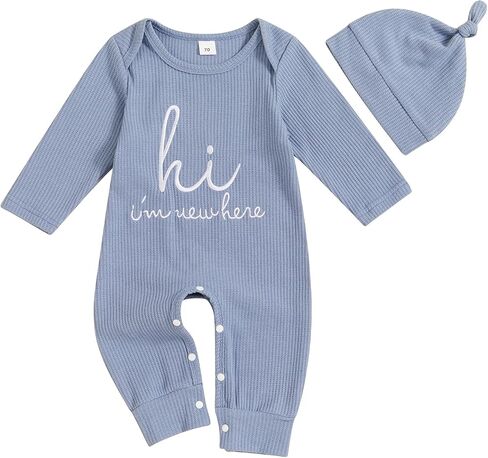 Newborn Baby Boy Clothes Letter Long Sleeve Romper Outfits Jumpsuit Infant Summer Clothes 2PC Outfits Set in Saudi Arabia