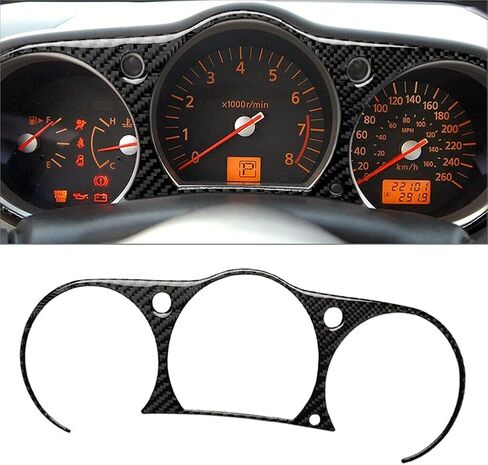 Cnonee1 Instrument Cluster Panel Cover Decorative Trim Sticker, Carbon Fiber Black Dash Gauge Instrument Cluster Panel Interior Trim Set for Nissan 350z With Navigation System & AMT 2006-2009 in Saudi Arabia