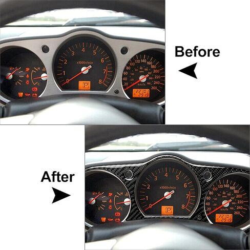 Cnonee1 Instrument Cluster Panel Cover Decorative Trim Sticker, Carbon Fiber Black Dash Gauge Instrument Cluster Panel Interior Trim Set for Nissan 350z With Navigation System & AMT 2006-2009 in Saudi Arabia