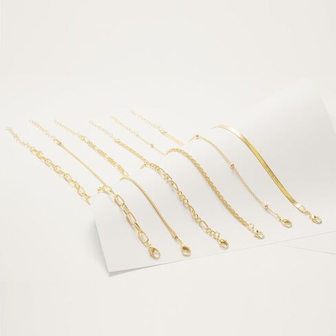 6Pcs Gold Silver Plated Woman Waterproof Anklet Layered Cuban Ankle Nude Bracelet Summer Fashion Anklet Set Beach Jewelry Gift in Saudi Arabia