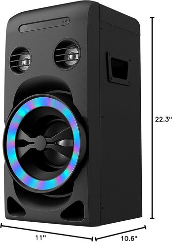 100W Home Stereo System with CD Player, FM Radio, Bluetooth, AUX in/USB in, Karaoke Function, Earphone Jack, LED Lights, Remote Control Included in Saudi Arabia