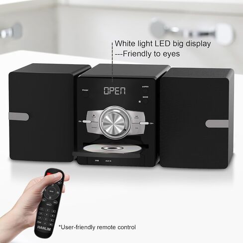 100W Home Stereo System with CD Player, FM Radio, Bluetooth, AUX in/USB in, Karaoke Function, Earphone Jack, LED Lights, Remote Control Included in Saudi Arabia