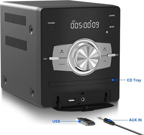 100W Home Stereo System with CD Player, FM Radio, Bluetooth, AUX in/USB in, Karaoke Function, Earphone Jack, LED Lights, Remote Control Included in Saudi Arabia