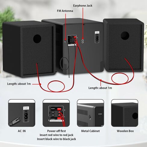 100W Home Stereo System with CD Player, FM Radio, Bluetooth, AUX in/USB in, Karaoke Function, Earphone Jack, LED Lights, Remote Control Included in Saudi Arabia