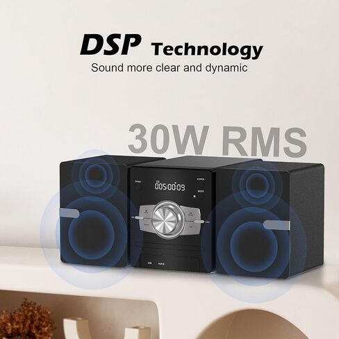 100W Home Stereo System with CD Player, FM Radio, Bluetooth, AUX in/USB in, Karaoke Function, Earphone Jack, LED Lights, Remote Control Included in Saudi Arabia