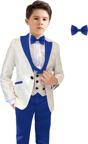 بدلة الأولاد من 3 قطع ناعم مناسبة للأولاد ملابس الزفاف الرسمية tuxedo للأطفال رنين الحامل الحجم 2-20 in Saudi Arabia