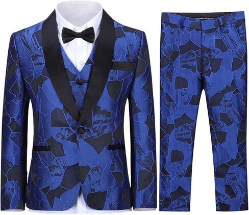 Swotgdoby Boys Suits 3 Piece Slim Fit Kids Tuxedo Suits for Boys Italial Dress Blazer Stack in Kuwait