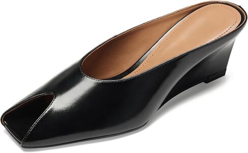 Womens Wedge Mules Peep Open Toe Slides Comfortable Slip on Sandals in Saudi Arabia