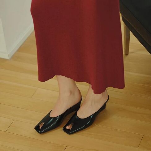 Womens Wedge Mules Peep Open Toe Slides Comfortable Slip on Sandals in Saudi Arabia