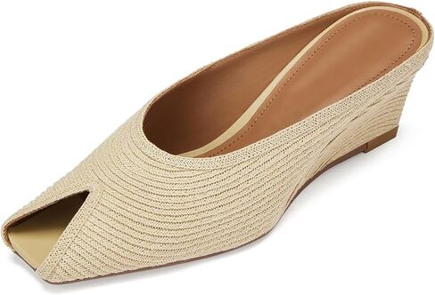 Womens Wedge Mules Peep Open Toe Slides Comfortable Slip on Sandals in Saudi Arabia