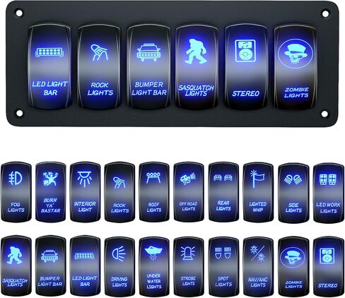 Customize Toggle Switch Panel 6 Gang Rocker Light Bar Switches Waterproof for Pickup Truck Car UTV Off Road Marine… in Kuwait