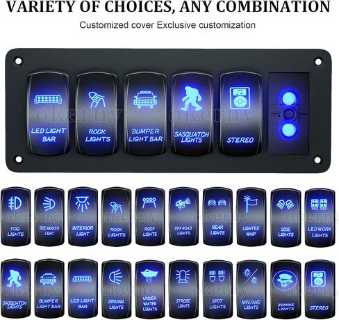 Customize Toggle Switch Panel 6 Gang Rocker Light Bar Switches Waterproof for Pickup Truck Car UTV Off Road Marine… in Kuwait