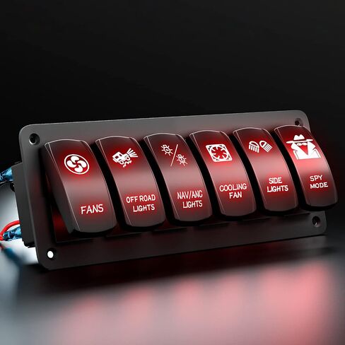 Customize Toggle Switch Panel 6 Gang Rocker Light Bar Switches Waterproof for Pickup Truck Car UTV Off Road Marine… in Kuwait