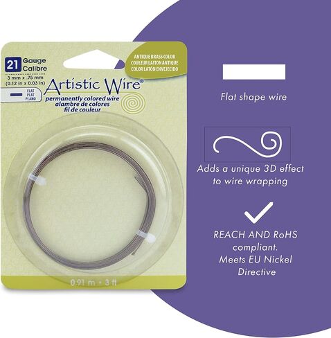Artistic Wire, 21 Gauge, Flat, 3 mm x .75 mm / 0.12 in x 0.03 in, Copper, 3 ft / .91 m in Saudi Arabia