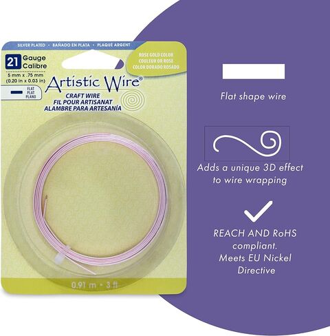 Artistic Wire, 21 Gauge, Flat, 3 mm x .75 mm / 0.12 in x 0.03 in, Copper, 3 ft / .91 m in Saudi Arabia