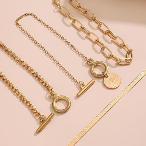 مجموعة أساور مشبك ورق قابلة للتكديس من 4 قطع للنساء، أساور عملات معدنية سوداء قوطية مزدوجة بمشبك OT أساور عتيقة من سلسلة كوبا مجوهرات يدوية in Kuwait