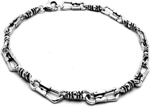 Blue Apple Co. Fisherman Link Bracelet Stain Solid 925 Sterling Silver Oxidize Design Cross in Saudi Arabia