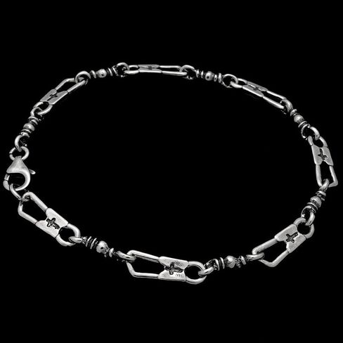 Blue Apple Co. Fisherman Link Bracelet Stain Solid 925 Sterling Silver Oxidize Design Cross in Saudi Arabia