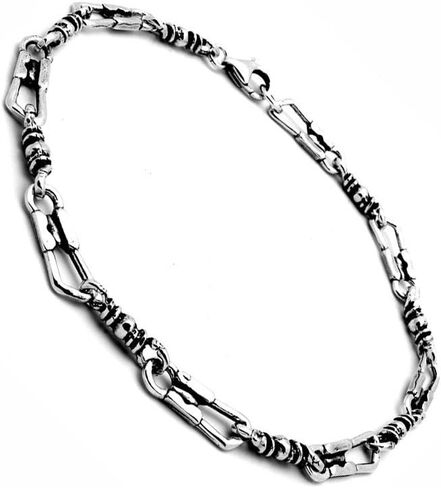 Blue Apple Co. Fisherman Link Bracelet Stain Solid 925 Sterling Silver Oxidize Design Cross in Saudi Arabia