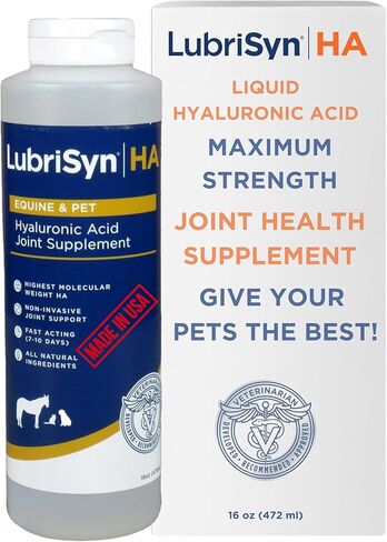 LubriSynHA Hyaluronic Acid Pet & Equine Joint Formula 16oz - All-Natural, High-Molecular Weight Liquid Hyaluronan - Joint Support for Horses, Dogs, Cats - Promotes Healthy Joint Function, Made in USA in Kuwait