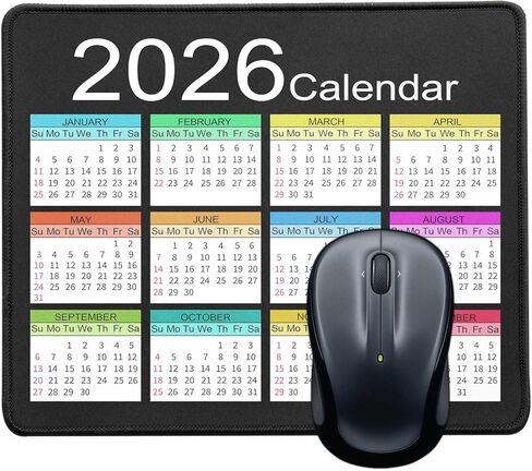 لوحة ماوس بقاعدة مطاطية مضادة للانزلاق، لوحة ماوس كمبيوتر مقاومة للماء مع حواف مخيطة، وسادات ماوس لأجهزة الكمبيوتر والكمبيوتر المحمول والألعاب والمكتب والمنزل، 9.5 × 7.8 بوصة (تقويم 2025 باللون الأبيض) in Kuwait