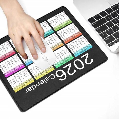 لوحة ماوس بقاعدة مطاطية مضادة للانزلاق، لوحة ماوس كمبيوتر مقاومة للماء مع حواف مخيطة، وسادات ماوس لأجهزة الكمبيوتر والكمبيوتر المحمول والألعاب والمكتب والمنزل، 9.5 × 7.8 بوصة (تقويم 2025 باللون الأبيض) in Kuwait