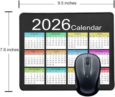 لوحة ماوس بقاعدة مطاطية مضادة للانزلاق، لوحة ماوس كمبيوتر مقاومة للماء مع حواف مخيطة، وسادات ماوس لأجهزة الكمبيوتر والكمبيوتر المحمول والألعاب والمكتب والمنزل، 9.5 × 7.8 بوصة (تقويم 2025 باللون الأبيض) in Kuwait