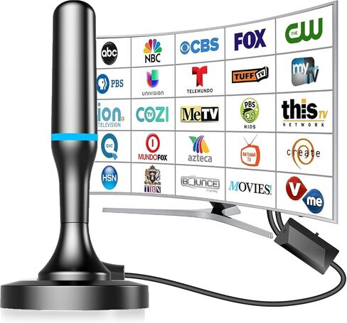 Indoor Digital TV Antenna Long Range with Signal Booster 4K fire Stick max Free for All 4K 1080P HDTV Local Channels Support All TV with long Coax Cable (Stick Antenna) (Cup Antenna)（orange trim） in Kuwait