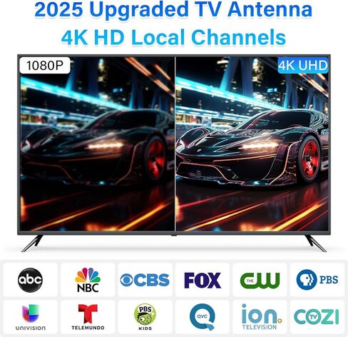 Indoor Digital TV Antenna Long Range with Signal Booster 4K fire Stick max Free for All 4K 1080P HDTV Local Channels Support All TV with long Coax Cable (Stick Antenna) (Cup Antenna)（orange trim） in Kuwait