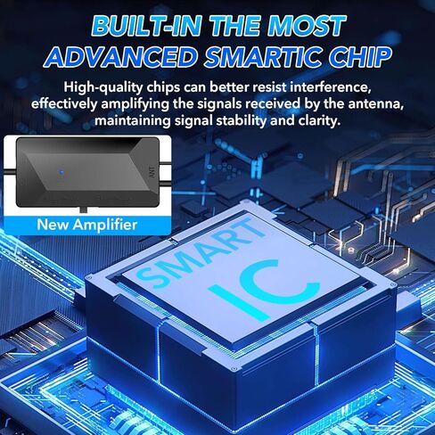 Indoor Digital TV Antenna Long Range with Signal Booster 4K fire Stick max Free for All 4K 1080P HDTV Local Channels Support All TV with long Coax Cable (Stick Antenna) (Cup Antenna)（orange trim） in Kuwait