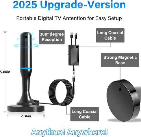 Indoor Digital TV Antenna Long Range with Signal Booster 4K fire Stick max Free for All 4K 1080P HDTV Local Channels Support All TV with long Coax Cable (Stick Antenna) (Cup Antenna)（orange trim） in Kuwait