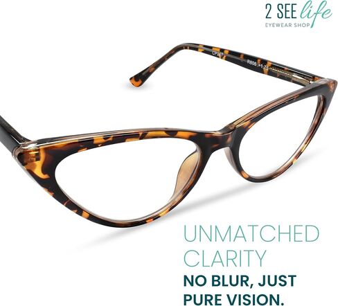 Tortoise Shell Funky Cat Eye Reading Glasses for Women – Stylish Premium Readers with Spring Hinges, Solid & Sturdy Frame, Scratch Resistant Lenses – Fashion Fit for All Face Shapes, Strength 2.50 in Saudi Arabia