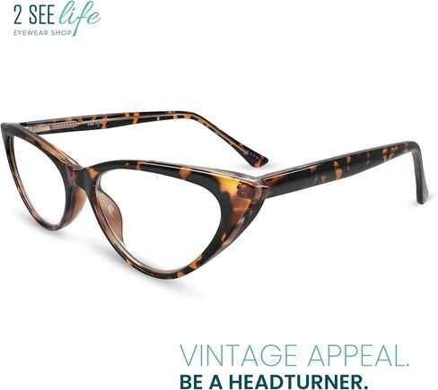Tortoise Shell Funky Cat Eye Reading Glasses for Women – Stylish Premium Readers with Spring Hinges, Solid & Sturdy Frame, Scratch Resistant Lenses – Fashion Fit for All Face Shapes, Strength 2.50 in Saudi Arabia