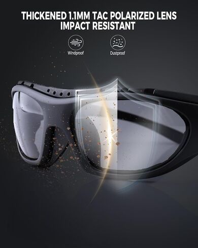 Motorcycle Riding Glasses for Men, Padding Goggles UV Protection Dustproof Windproof Motorcycle Wrap Sunglasses for Outdoor Actives in Kuwait
