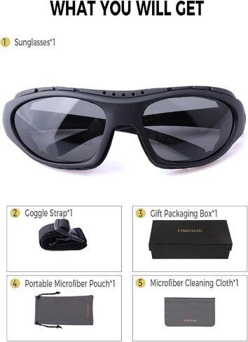 Motorcycle Riding Glasses for Men, Padding Goggles UV Protection Dustproof Windproof Motorcycle Wrap Sunglasses for Outdoor Actives in Kuwait