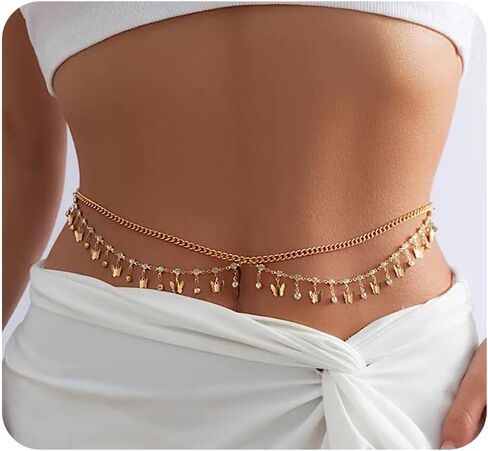 AOEDEJ Adjustable Gold Waist Chain for Women Summer Dainty Layered Belly Chains Satellite Beads Pearl Design for Beach, Wedding, Party in Saudi Arabia